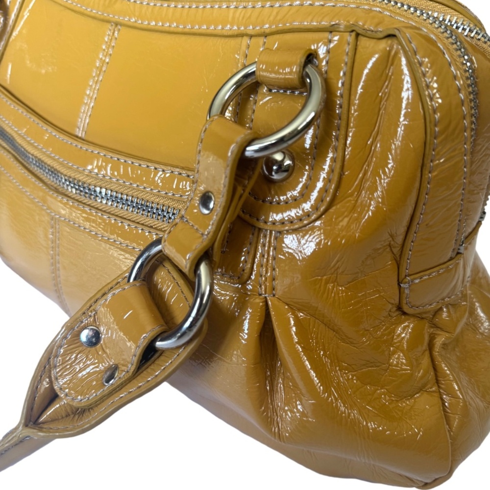 Nine West Mustard Shiny Faux Leather Handbag - Picture 5 of 7